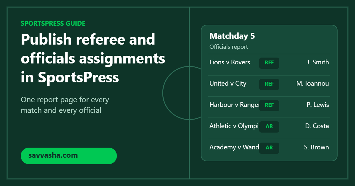 Publish referee and match officials assignments in SportsPress
